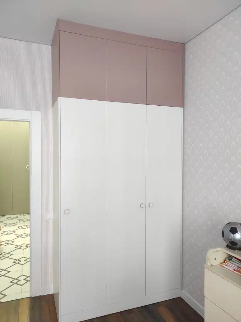 Шкафы собери сам в Астане 8 ★ WoodDecor Бело-розовый распашной шкаф в детскую собери сам, Астана