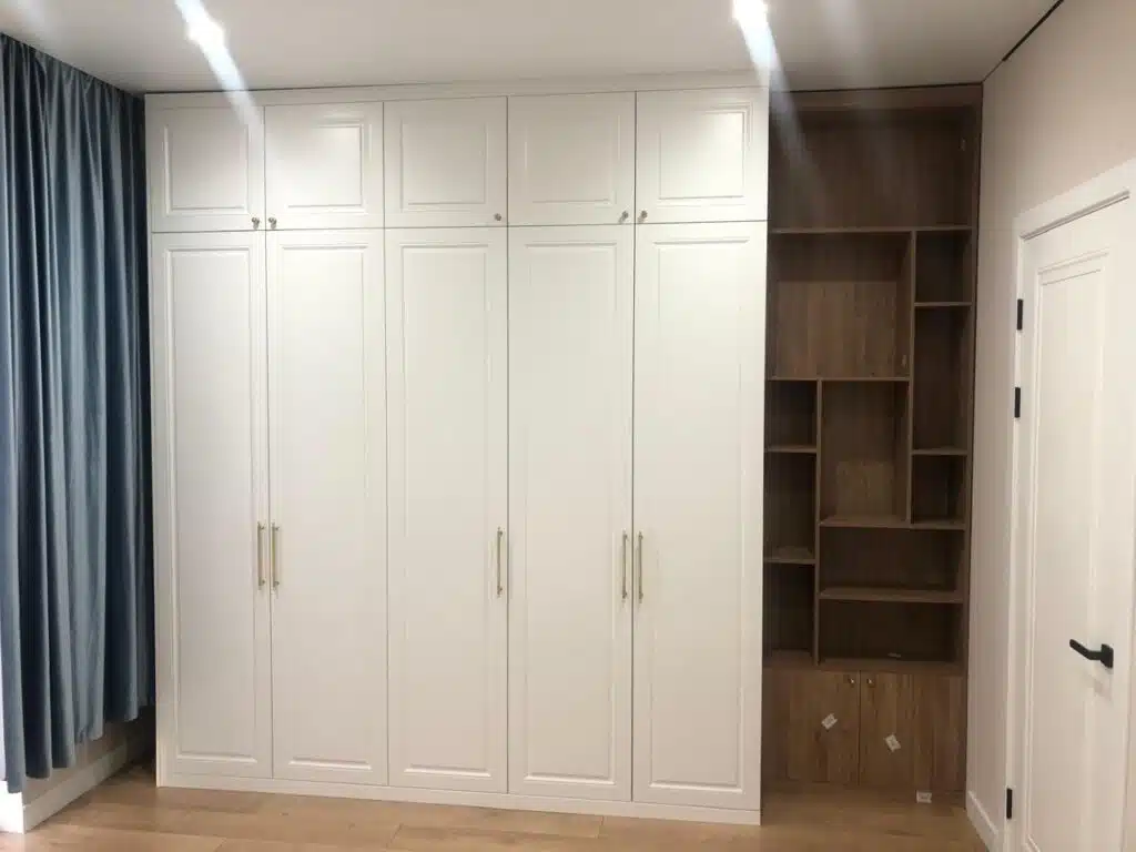Шкафы собери сам в Астане 7 ★ WoodDecor Белый классический шкаф с открытым стеллажом собери сам, Астана